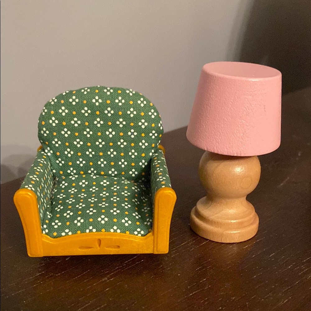 Sylvanian Families Vintage Living Room SPARES Green Armchair Furniture